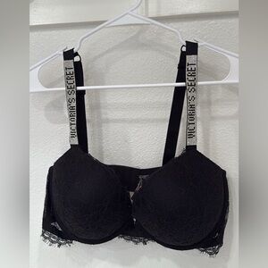 Victoria's Secret Black Lace Bra with Rhinestone Straps